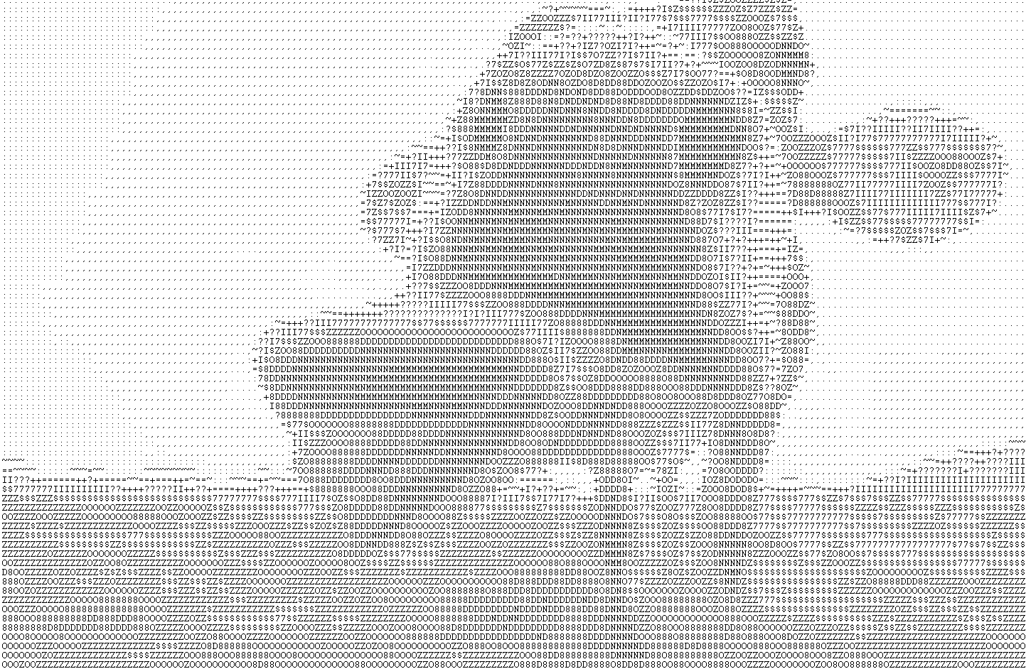 ASCII-Art-Nachbildung eines Fotos. Dafür habe ich den Webdienst http://www.glassgiant.com/ verwendet und den Text anschließend in einem Texteditor eingefügt und einen Screenshot erzeugt.
